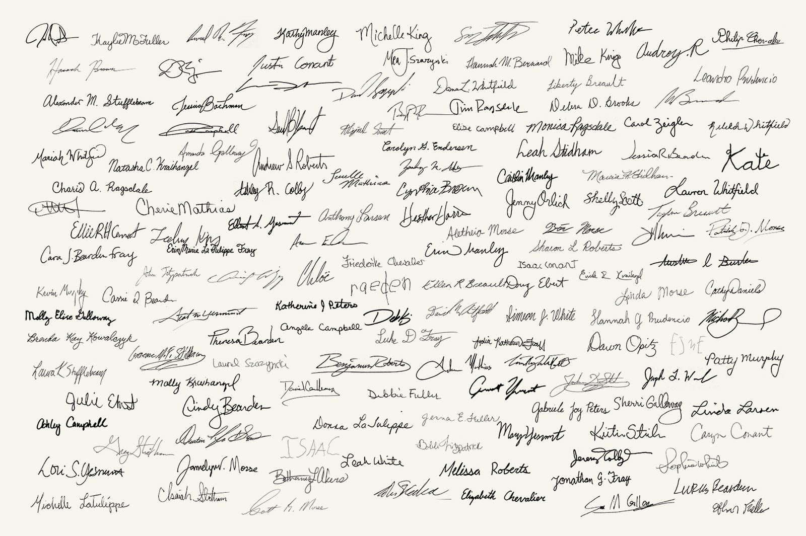 Handwritten signatures of those who stand with this book